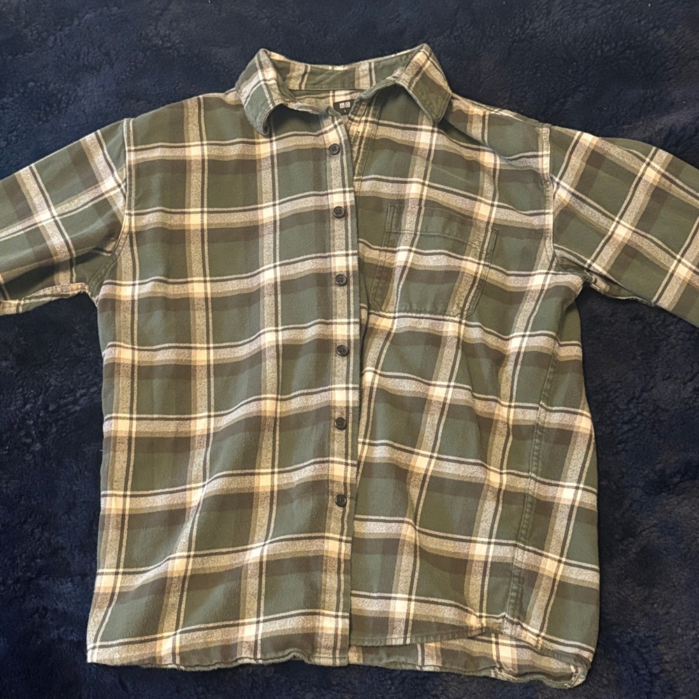 Uniqlo Olive Plaid Casual Shirt